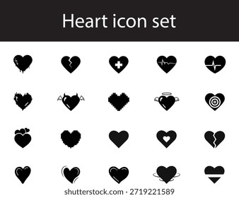 Heart Icon Set, Diferentes Formas, Amor, Romance e Coleção de Vetores Emocionais