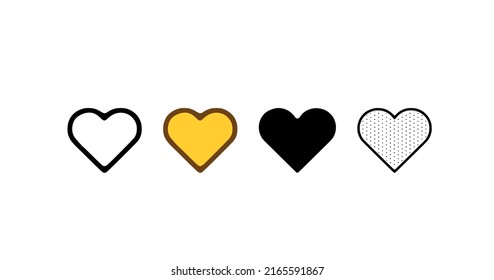 Herzsymbol in verschiedenen Stilen eingestellt. Wie oder liebe Symbol, Vektorgrafik einzeln auf weißem Hintergrund.