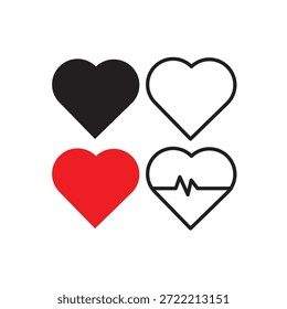 Conjunto de iconos de corazón que presenta estilos de línea, planos y sólidos que representan conceptos de amor, gustos, favoritos y emociones. Diseño de Vector limpio y moderno ideal para redes sociales, App móviles, Sitios web, interfaces UI UX, mensajería, marca y proyectos de comunicación digital.