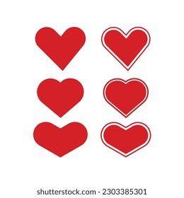 Heart icon set in flat style with background.