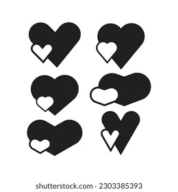 Heart icon set in flat style with background.