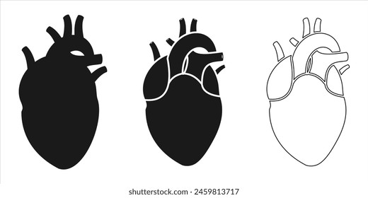 Conjunto de iconos de corazón. Ilustración vectorial de iconos de corazón humano aislado sobre fondo blanco.