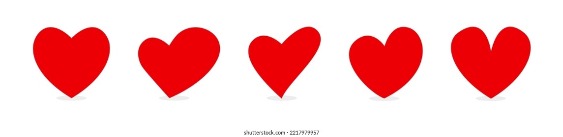 Heart icon set. Heart icons. Red nubes icons. Heart shapes collection. Vector EPS 10