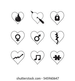 heart icon set illustration