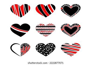 Heart icon set. Isolated on white background.