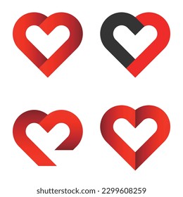 Conjunto De Icono De Corazón Aislado En Fondo Transparente. Ilustración vectorial