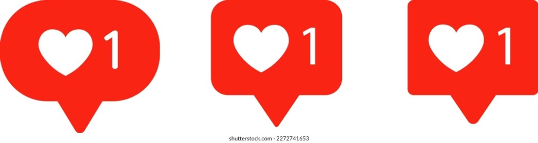heart icon set for like by sns