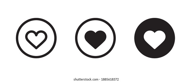 Heart Icon set. Love Like icons. Valentine's Day sign, emblem isolated on white background Editable and Flat style symbol for graphic and web design, logo,pictogram Vector