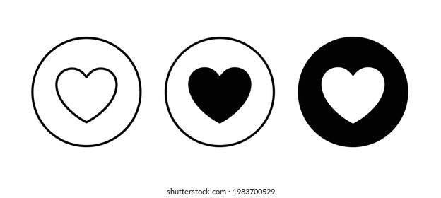 Heart Icon set. Love Like icons. Valentine's Day sign, emblem isolated on white background Editable and Flat style symbol for graphic and web design, logo,pictogram Vector