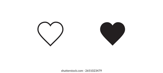 Heart Icon set. Love Like icons. Valentine's Day sign, emblem isolated on white background Editable and Flat style symbol for graphic and web design, logo,pictogram Vector