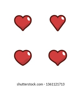 Heart icon set, love symbol. Vector illustrations.