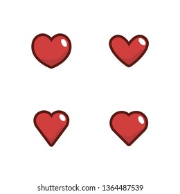 Heart icon set, love symbol. Vector illustrations.