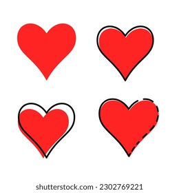 heart icon set. love icon. love and heart icon, symbol and social media like sign for design elements