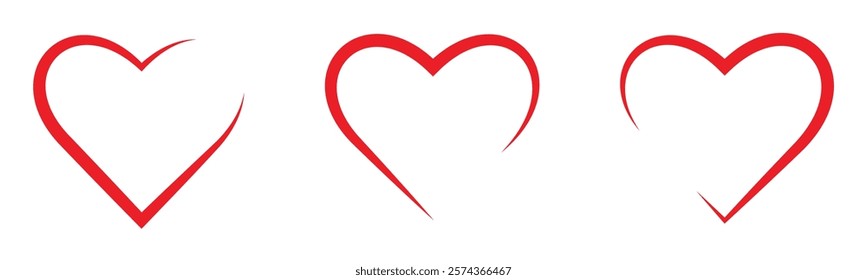 heart icon set. love and heart icon for valentines day. red heart signs. simple heart icon for social media, app, ui and website. vector illustration on transparent background