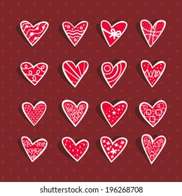 heart icon set, love vector