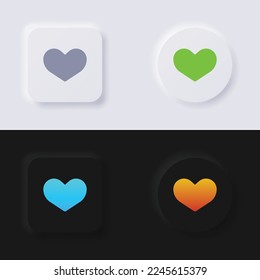 Heart icon set, Multicolor neumorphism button soft UI Design for Web design, Application UI and more, Icon set, Button, Vector.