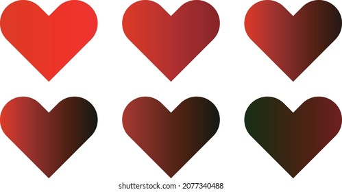 Heart icon set with multiple gradients.