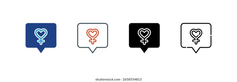 Heart icon set multiple style collection