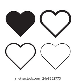  heart icon set on black color. vector illustration.