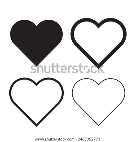  heart icon set on black color. vector illustration.