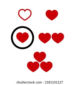 Heart icon set, Outline shape love sign isolated on a background, Vector illustration