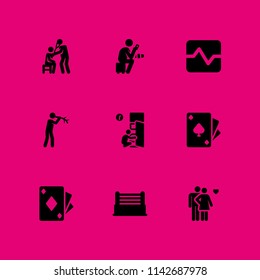 heart icon set. pulse, couple and health care vector icon for graphic design and web