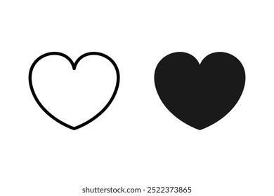 heart icon set. Heart shape Isolated on white background.