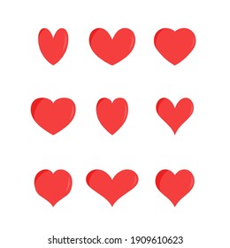 Heart Icon Set. Simple Heart Shape Vector Illustration.