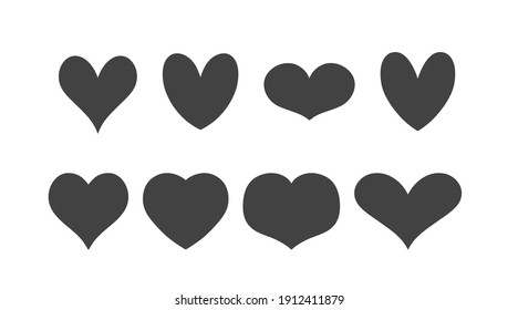Heart icon set. Simple heart shape vector illustration.