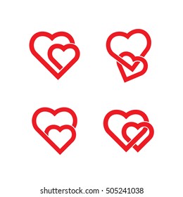 heart icon set. two hearts symbol.