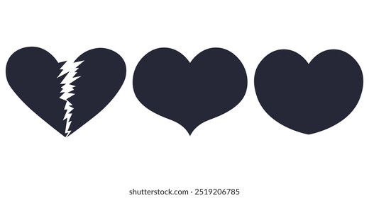 Heart icon set, Valentines day symbols, vector illustration.
