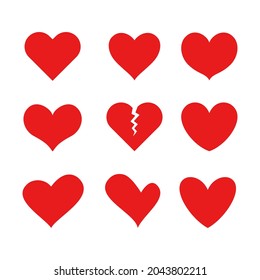 Heart icon set. Various heart shape vector illustration. Perfect for design element of love, valentine, and health.
