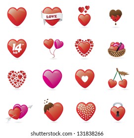 Heart Icon set in various valentine's day themes in vector format