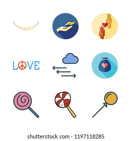 heart icon set. vector set about donation, love, lollipop and charity icons set.
