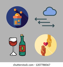 heart icon set. vector set about charity, pressure, donation and wine glass icons set.