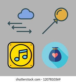 heart icon set. vector set about music folder icon, pressure, lollipop and donation icons set.