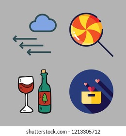heart icon set. vector set about lollipop, donation, wine glass and pressure icons set.