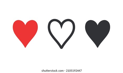 Juego de iconos de corazón. Variaciones de la forma del corazón alargado vectorial.