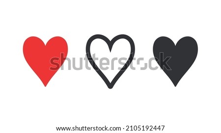 Heart icon set. Vector elongated heart shape variations.
