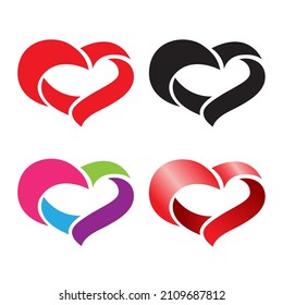 heart icon set, vector illustration