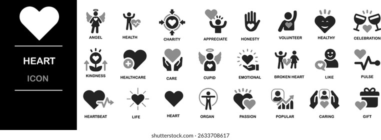 Heart icon set. Vector illustration