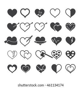 Heart icon set. Vector illustration.