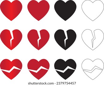 Heart icon set vector illustrator