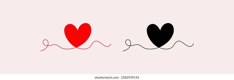 heart icon set. Vector Romantic illustration symbol join, passion and wedding. Calligraphy Design flat element of valentine day.