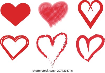 Heart icon set. Vectors of various shapes.