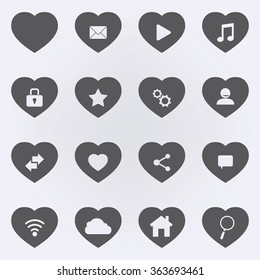 Heart icon set . Web icon . Vector illustration