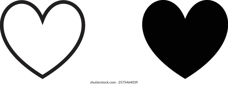Heart icon set.Heart icon in flat style design vector  Illustration