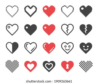 conjunto de iconos de corazón, vector e ilustración