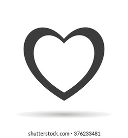 Heart Icon with shadow on a white background, vector illustration