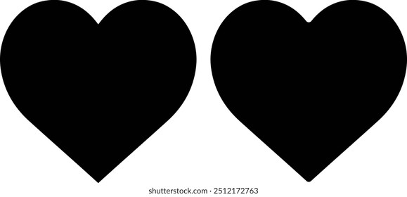 heart icon shape. Set of love symbols isolated design. Black heart shapes icon set. silhouette of heart design